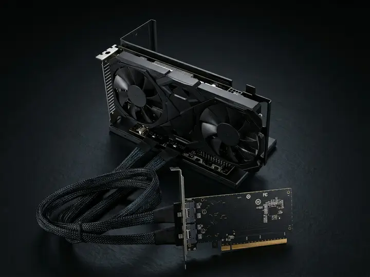 Райзер PCIe 4.0 x16 на SlimSAS 8654 для внешней видеокарты - с кабелем