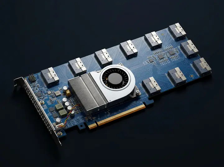 PLX88096 PCIe 4.0 x16 to SlimSAS — плата расширения без bifurcation, 10×SFF8654-8i (RTE88096-A54)