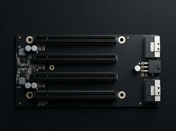 Адаптер PCIe 4.0 x4x4x4x4 на SlimSAS 8654 — одинарный 4-слотовый бэкплейн (требует bifurcation)