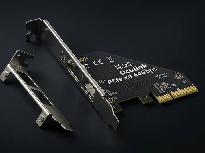 Адаптер PCIe x4 → Oculink (выход на заднюю панель), 64 Гбит/с